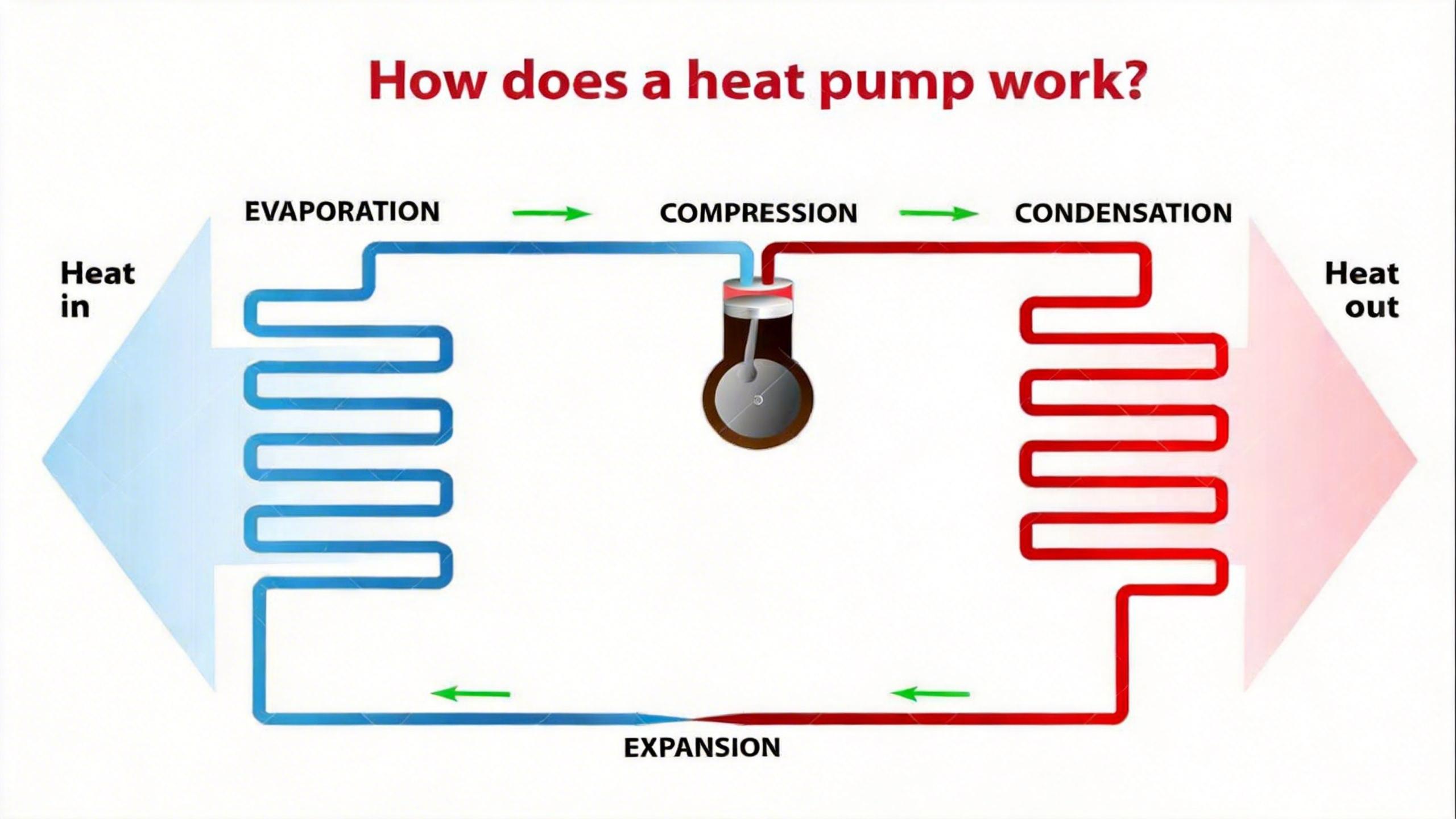 heat pump working process processus de fonctionnement de la pompe à chaleur