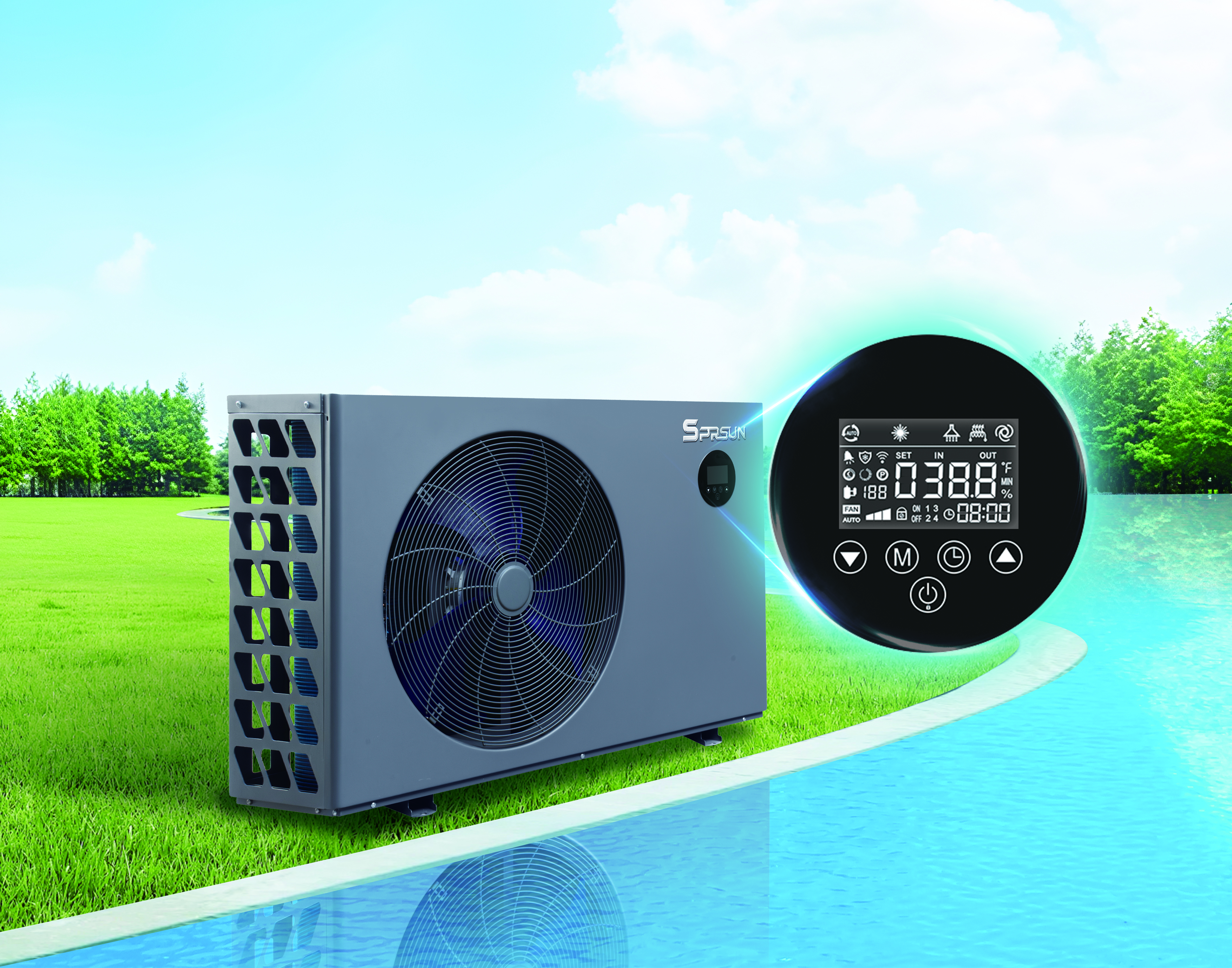 SPRSUN Pompe à chaleur de la piscine avec écran tactile