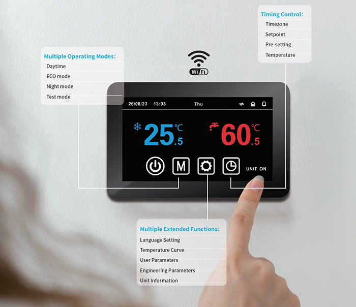 &Eacute;cran tactile intelligent de pompe &agrave; chaleur R32