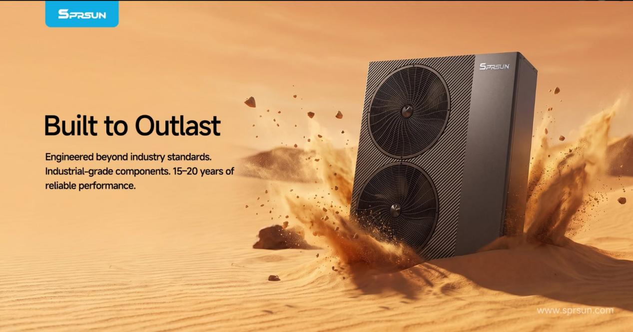 SPRSUN Pompe &agrave; chaleur R290 Greenergy Pro Series con&ccedil;ue pour durer 15 &agrave; 20 ans avec des composants de qualit&eacute; industrielle, pour le chauffage, la climatisation et l'eau chaude
